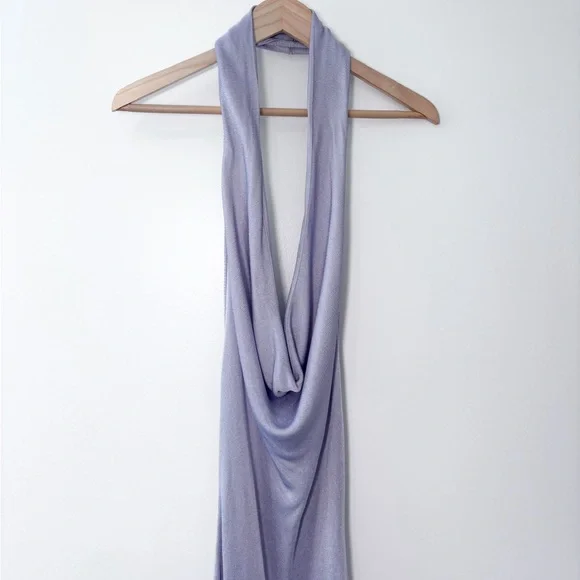 Helsa Revolve Aaliyah Lavender Knit Convertible Halter Backless Maxi Dress Sz M - Picture 3 of 10